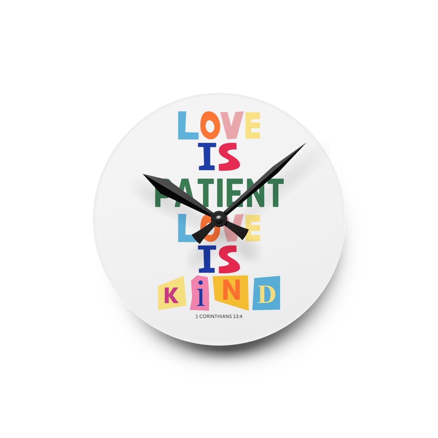 The Godly Lily Pads Colorful "Love Is Patient Wall Clock", Inspirational Home Decor, Motivational Gift, Modern Wall Art, Christian Gift, Unique Accent Piece