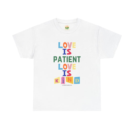 The Godly Lily Pads Unisex "Love is Patient" Heavy Cotton Tee with Inspirational Message